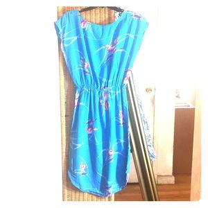 🆕 Vintage Blue Tiki Hawaiian Dress M // 9/10